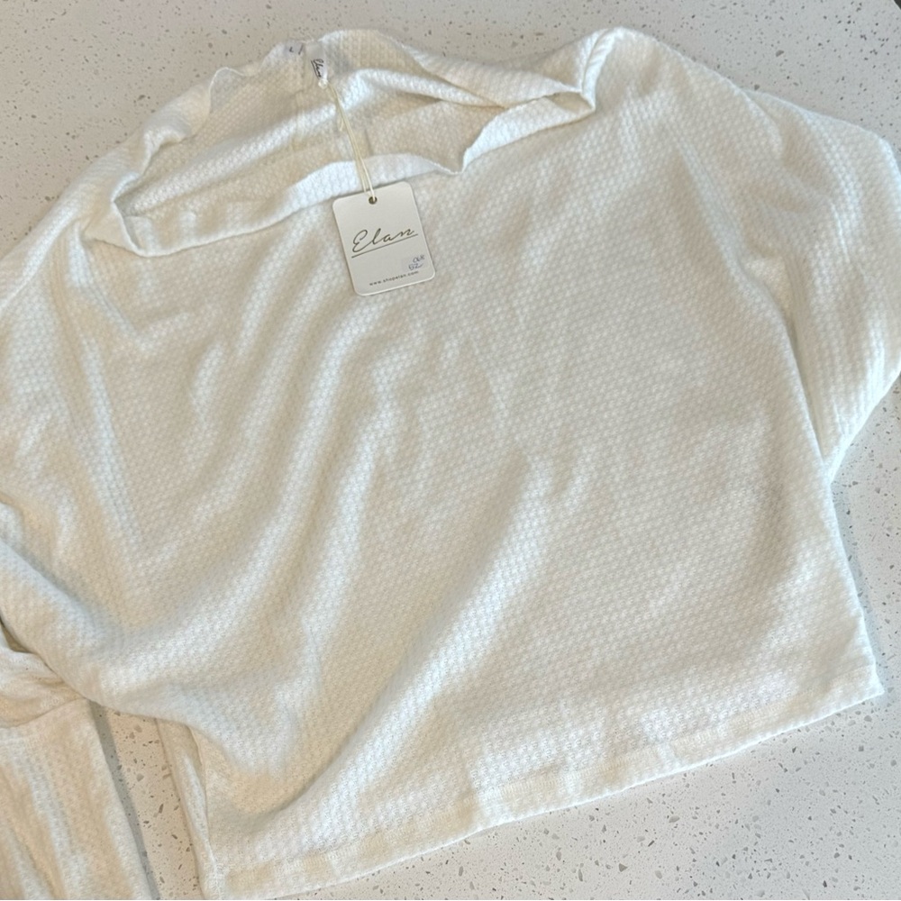 L New Elan Ivory Beige Large Sweater Lightweight Super Soft Top Long Sleeve